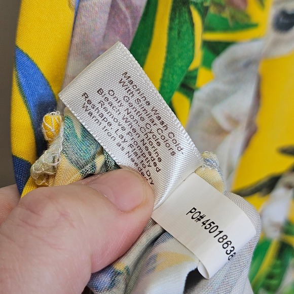 Boston Proper Yellow Floral Maxi Dress Sleeveless‎ Wrap Style Size L Summer - Picture 5 of 12